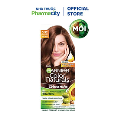 Kem Nhuộm Tóc Garnier Màu 5.32 Nâu Caramel (50g+50ml+5g/Hộp)