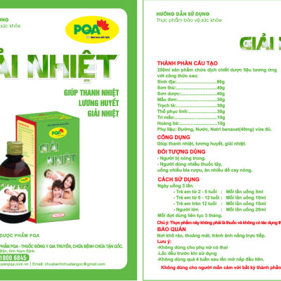 Giải Nhiệt PQA Thành Phần Từ Thiên Nhiên Giúp Thanh Nhiêt Lương Huyết Dùng Cho Người Bị Nóng Trong Hộp 125ml