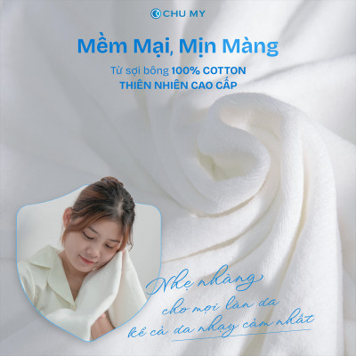 Khăn mặt cotton CHU MY – Sạch, mềm, trắng chuẩn 5 sao, thấm hút vượt trội (34x70cm)