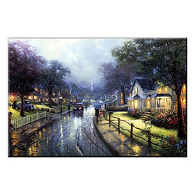 Tranh Treo Tường ĐÊM MƯA TRÊN PHỐ NHỎ Q6D8-6 (40 x 60 cm) Thế Giới Tranh Đẹp