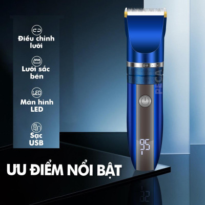 Tông đơ cắt tóc không dây Kemei KM-1086/1085 màn hình LCD hiện pin thông minh dùng cho cá nhân và gia đình chính hãng