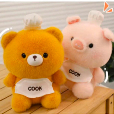 Thú nhồi bông heo bụng bự đắng yêu - Size 22cm - Quà tặng gấu bông heo đầu bếp có tạp dề êm mịn.