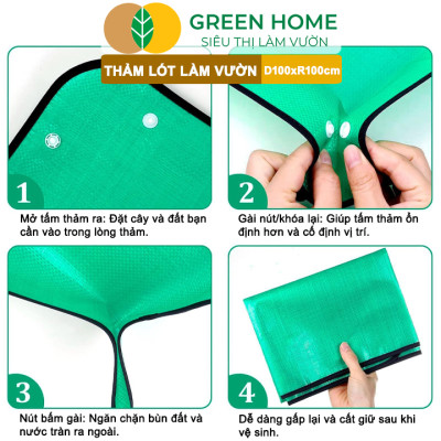 Thảm Lót Làm Vườn Greenhome, D100xR100cm, Trộn Đất, Thay Chậu, Trồng Cây Sạch Sẽ Chống Thấm Nước, Dễ Vệ Sinh, Gấp Gọn