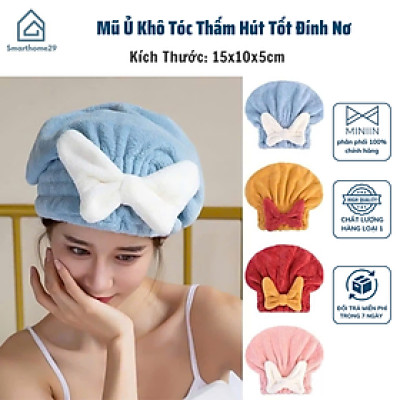 Mũ Ủ Khô Tóc Thấm Hút Tốt Đính Nơ Siêu Xinh T888 T6 - HÀNG CHÍNH HÃNG MINIIN