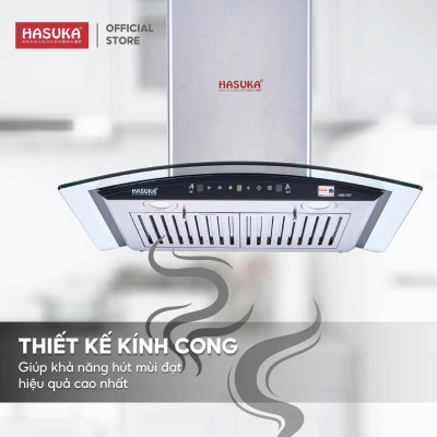 Máy hút mùi cảm ứng kính cong lưới inox HASUKA HSK-787, công suất motor 190W- Phím cảm ứng & cảm biến chuyển động tay - HÀNG CHÍNH HÃNG