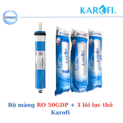 Combo 3 lõi lọc thô 123 + 1 màng RO Karofi - Hàng chính hãng