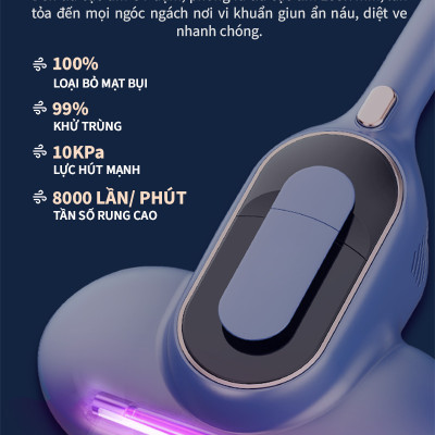 Máy hút bụi ga giường Tski TS-HC01 diệt bọ ve, nấm mốc, hút sạch bụi mịn và khử trùng bề mặt khi đang hút - Hàng chính hãng