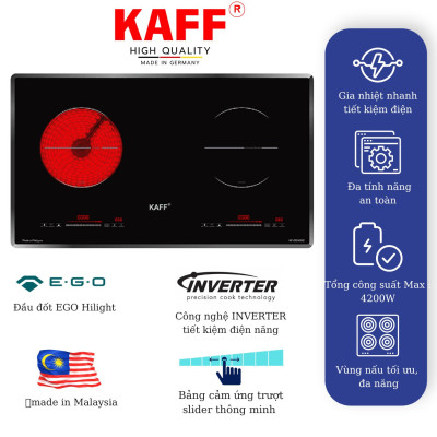 Bếp âm từ hồng ngoại đôi nhập khẩu Malaysia KAFF KF-SD300IC - Hàng chính hãng