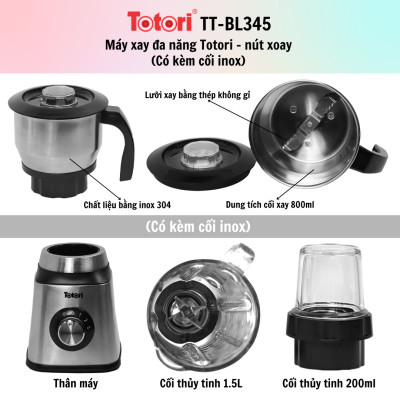 Máy xay đa năng Totori TT-BL345/TT-BL245 - Hàng chính hãng - Bảo hành 12 tháng
