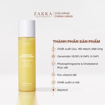 Sữa Dưỡng Không Dầu Dịu Da & Phục Hồi Độ Ẩm Zakka Naturals Calendula Milky Liquid 150ml