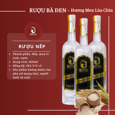 Rượu nếp Bà Đen chai thủy tinh 500ml