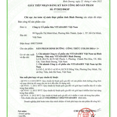 Sữa bột Colos DHA+ 1+ / hộp 800g