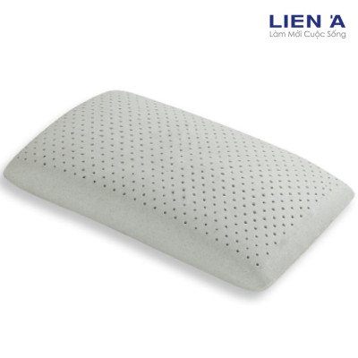 { Tặng Vỏ } Gối Cao Su Than Hoạt Tính Liên Á Oval Grey 45x65x12cm - Cao Su Thiên Nhiên 100%