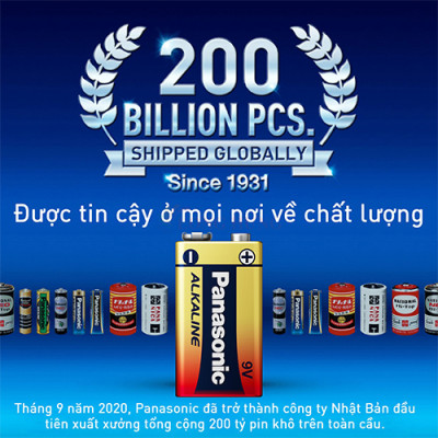 Vỉ Pin kiềm Panasonic Alkaline 9V 6LR61T/1B-V (1 viên/5 viên) - Hàng chính hãng
