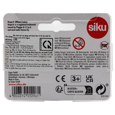 Đồ Chơi Mô Hình Xe Vespa 125 GTS Super - Siku 1296 - Màu Xanh Ngọc