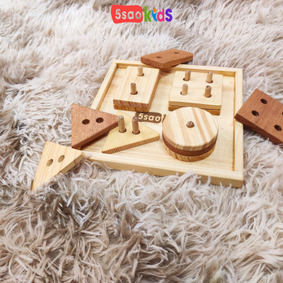 Đồ chơi gỗ tháp hình học - Xuất xứ tại Việt Nam