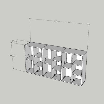 HAPPY FURNITURE , COMBO 3 kệ sách 5 ngăn - CATY , KSA_091, 156cm x 28cm x 77cm DxRxC