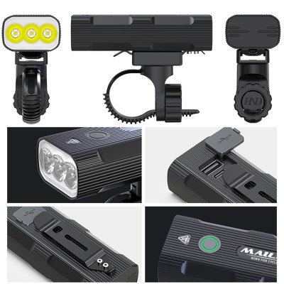 Đèn Trước Xe Đạp Chiếu Sáng Cao Cấp Chống Nước P-023 dung lượng 5200mAh Gắn tay lái, sạc Type-C, sáng max 10h, Có Hỗ trợ Sạc Khẩn Cấp - Mai Lee