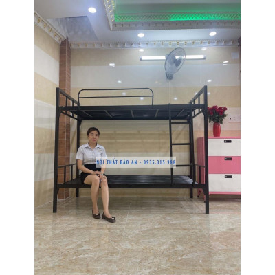 Giường sắt tầng trụ vuông - kích thước 1mx1m - hình chụp thật - Nội Thất Bảo An
