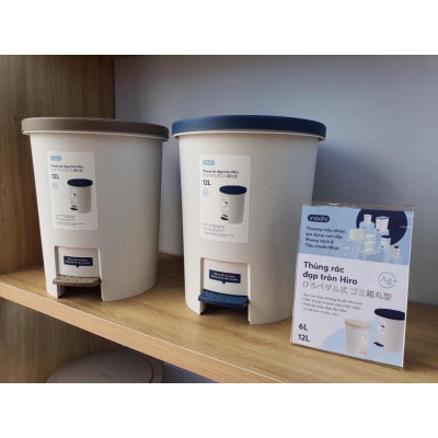 Thùng Rác Đạp Chân Mẫu Tròn Nhiều Cỡ Hiro Hàng Xuất Nhật - Chính Hãng ( Tặng kèm khăn lau pakasa) Giao màu ngẫu nhiên 