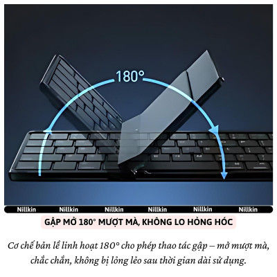 Bàn phím gấp gọn di động không dây bluetooth V5.2 tích hợp trackpad & phím số hiệu Nillkin Cube Pocket - Nhỏ gọn, mỏng nhẹ, phím tắt thông minh, hỗ trợ Androids & iOS, gõ thoải mái cho iPad cho iPhone, máy tính bảng, cho macbook, laptop - hàng nhập khẩu
