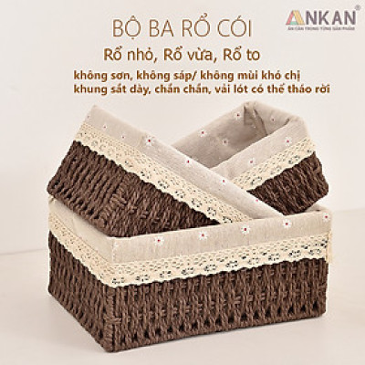 Giỏ Mây Đựng Đồ, Giỏ Đựng Đồ Ăn Vặt ANKAN, Phù Hợp Các Phòng Spa, Khách Sạn Và Trang Trí Trong Nhà