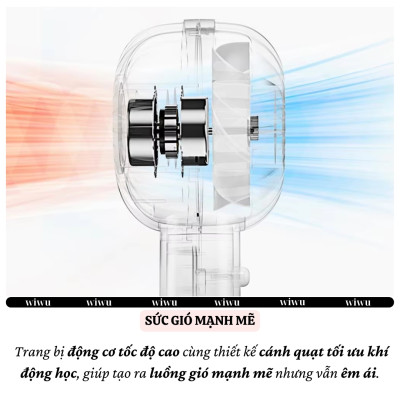 Quạt cầm tay turbo mini siêu mát Pin trâu 1200 mAh, nhỏ gọn linh hoạt hiệu WlWU WI-FS012 - 03 chế độ gió, dùng liên tục 6h, thiết kế đẹp, bền - hàng nhập khẩu
