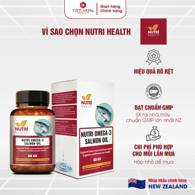 Viên Dầu Cá Hồi New Zealand Nutri Omega-3 Salmon Oil 60 Viên | Hỗ Trợ Sức Khỏe Mắt, Não, Tim - Nhập Khẩu Chính Hãng