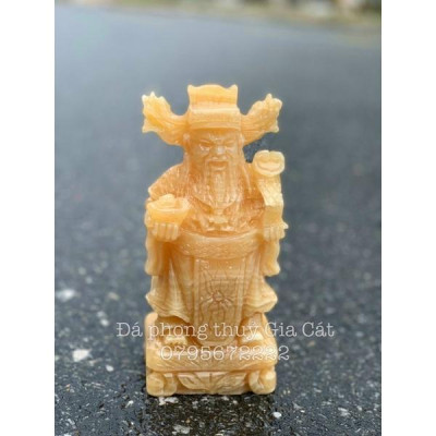 Tượng tam đa phúc lộc thọ đá ngọc hoàng long 20cm có kiểm định