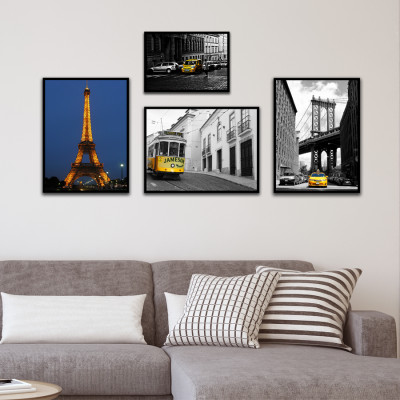 Bộ 4 Khung Hình Kính Treo Tường Tặng bộ ảnh như hình mẫu, Đinh Treo Tranh và sơ đồ treo - Khung Hình Phạm Gia PGCTK61