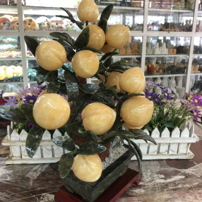 Cây đào phong thuỷ đá ngọc hoàng long gồm 18 quả - Cao 36 cm