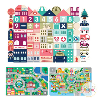 Bộ Xếp Hình Khối Mô Hình Thành Phố Bằng Gỗ Giúp Bé Tăng Khả Năng Sáng Tạo