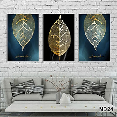 Tranh treo tường CAO CẤP 3 bức phong cách hiện đại Bắc Âu 21, tranh lá trang trí phòng khách, phòng ngủ, phòng ăn, spa