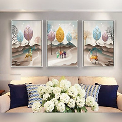 Tranh ghép treo tường hươu vàng THD13(30x45x3 tấm)