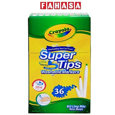 Hộp 36 Bút Lông Màu Rửa Được - Phiên Bản Mới Super Tips - Crayola 587506