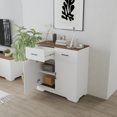 HAPPY FURNITURE , Tủ lưu trữ 2 ngăn kéo 2 cửa mở - SAFA , TLT_068 , 100cm x 45cm x 103cm DxRxC