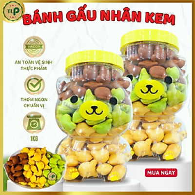 BÁNH GẤU NHÂN KEM MIX 3 VỊ TÂN LỘC PHÁT COMBO 1KG - MỖI HŨ 500G