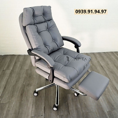 Ghế Gaming Livestream Bán hàng CR4123-P Nội thất Capta Ghế làm việc có gác chân màu xám xoay 360 độ ngã nằm nệm dày chân xoay thép mạ chrome hàng nhập khẩu Gaming chair hcm