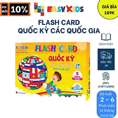 Thẻ Học Thông Minh - Flashcard Quốc Kỳ Các Nước Trên Thế Giới - 5 Châu Lục - (Song Ngữ Anh Việt) 180 Thẻ