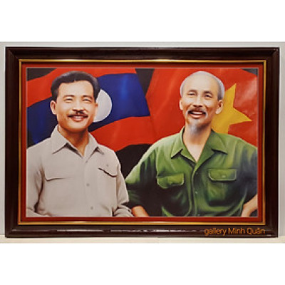 TRANH IN DẦU - Bác Hồ & Hoàng Thân XUPHANUVÔNG