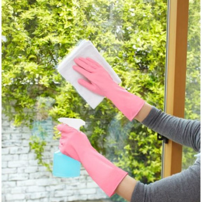 Combo 01 Bàn chải chà cửa kính, tường gạch men nhà tắm Kokubo có móc treo tiện dụng + 01 Găng tay cao su gia dụng - Nội địa Nhật Bản