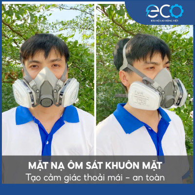 Mặt nạ phòng độc 3M 6100/ 6200 với phin lọc 6001 kết hợp tấm lọc bụi 5N11 cùng nắp giữ 501