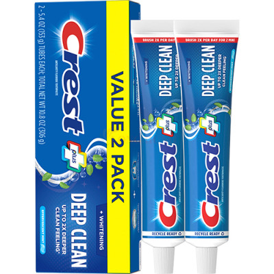 Combo kem đánh răng Crest Plus Deep Clean (153g x 2) - Hàng chính hãng