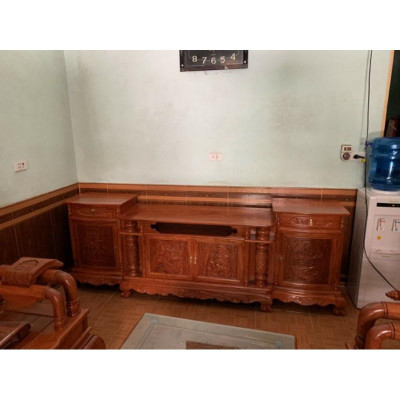 Kệ tivi cột nho gỗ hương đá. Hàng mộc và phun hoàn hiện