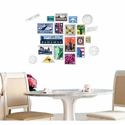 Decal 3D bộ sưu tập tem trên thế giới AmyShop DKN104 (90 x 130cm)