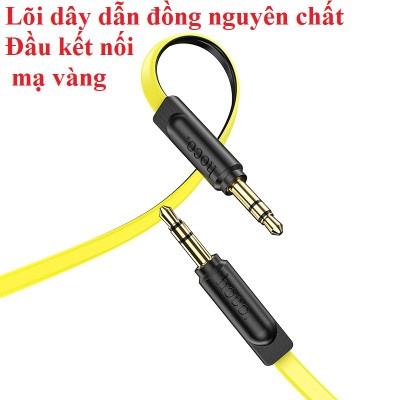 Cáp âm thanh AUX 2 đầu 3.5 mm cho điện thoại laptop hoco UPA16 dây dẹp 1m _ Hàng chính hãng