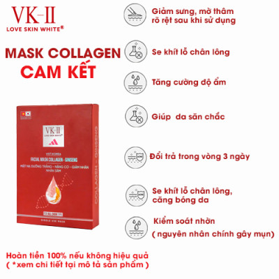 Mặt Nạ Dưỡng Trắng - Nâng Cơ - Giảm Nhăn Nhân Sâm VK II ( LSW ) ( 6 miếng/hộp )