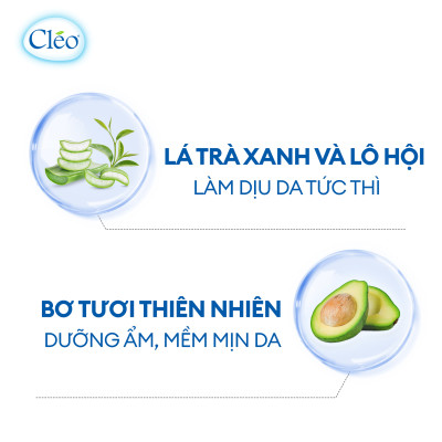 Gel làm dịu da sau tẩy lông Cléo giúp chậm mọc lông 50g - chiết xuất lá trà xanh thiên nhiên