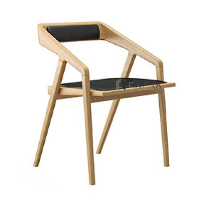 Ghế ăn có nệm KATAKANA 2-P Nội thất Capta Ghế gỗ cao su sơn màu gỗ tự nhiên có nệm bọc da PVC màu đen katakana chair