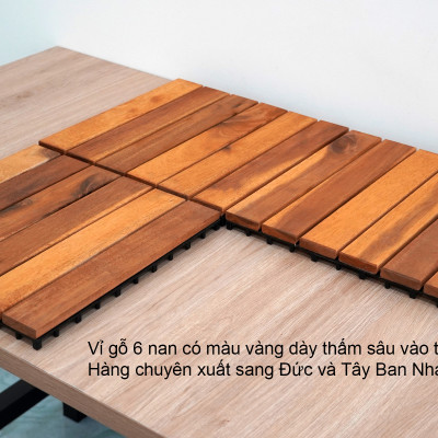 Vỉ Gỗ Lót Sàn Ban Công Thương Hiệu ANKAN Màu Vàng Nắng Loại 6 Nan, Sàn Gỗ Lót Ban Công, Sân Vườn, Hồ Bơi, Phòng Spa, Siêu Bền, Chịu Nước Tốt, Chống Trơn Trượt, Tiêu Chuẩn Xuất Khẩu (10 Vỉ)